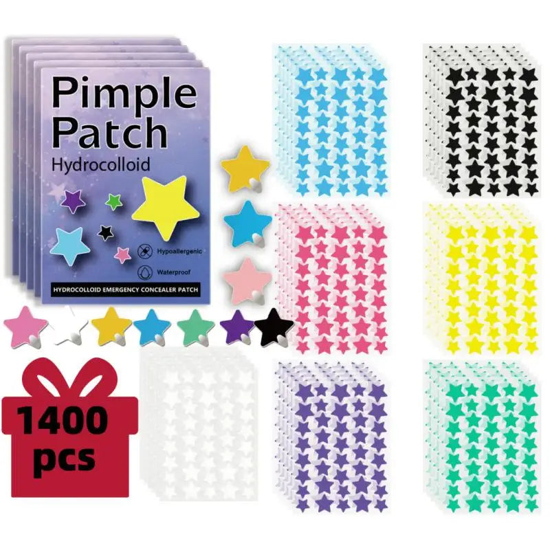 B Color Star-Shaped Colorful Pimple Patches – 1400 Invisible Dots