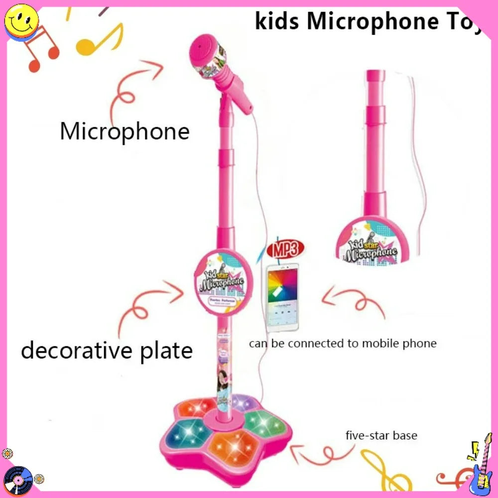 Kids Microphone with Stand Karaoke Song Machine Music Instrument Toys Brain-Training Educational Toys Birthday Gift for Girl Boy