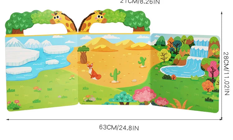 Kids' DIY Creative Jelly Sticker Book Reusable Portable Quiet Busy Paste Sticker Toy for Children