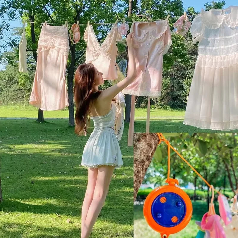 1/2pcs Clothesline Laundry Drying Rope Outdoor Clothes Line Windproof Anti-slip Retractable Cord for Hotel Camping accessories