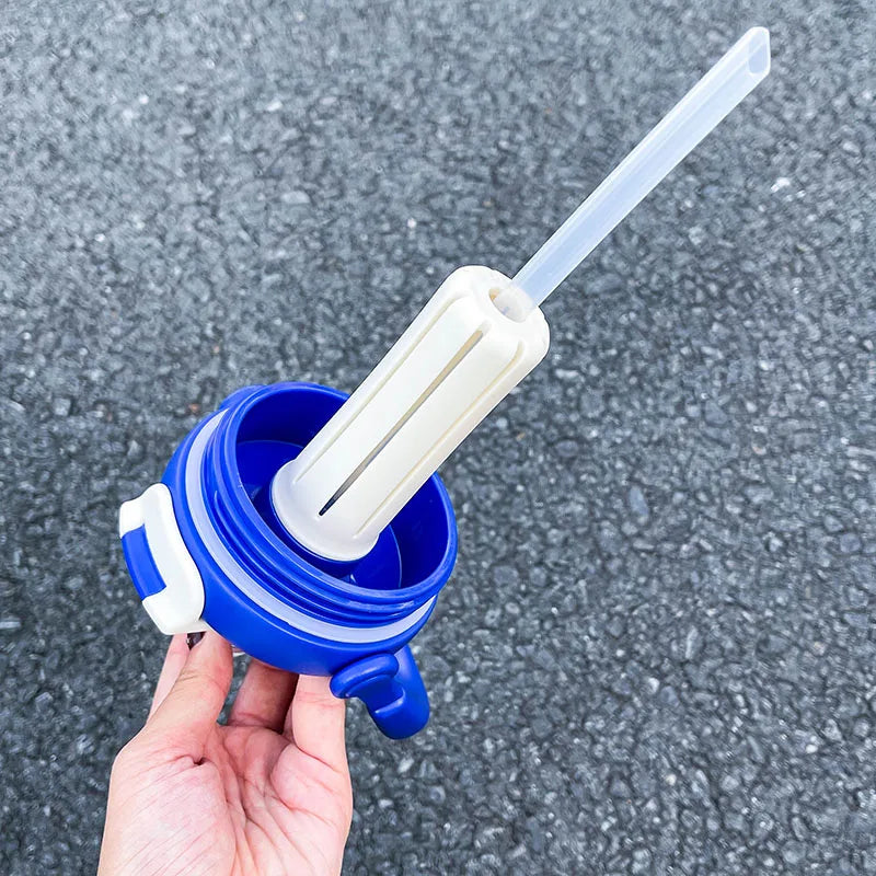 1pc Minimalist Sports-Style Insulated Water Bottle with Straw, 600ML with Handle, Lid Supporting Both Straw & Direct Drinking