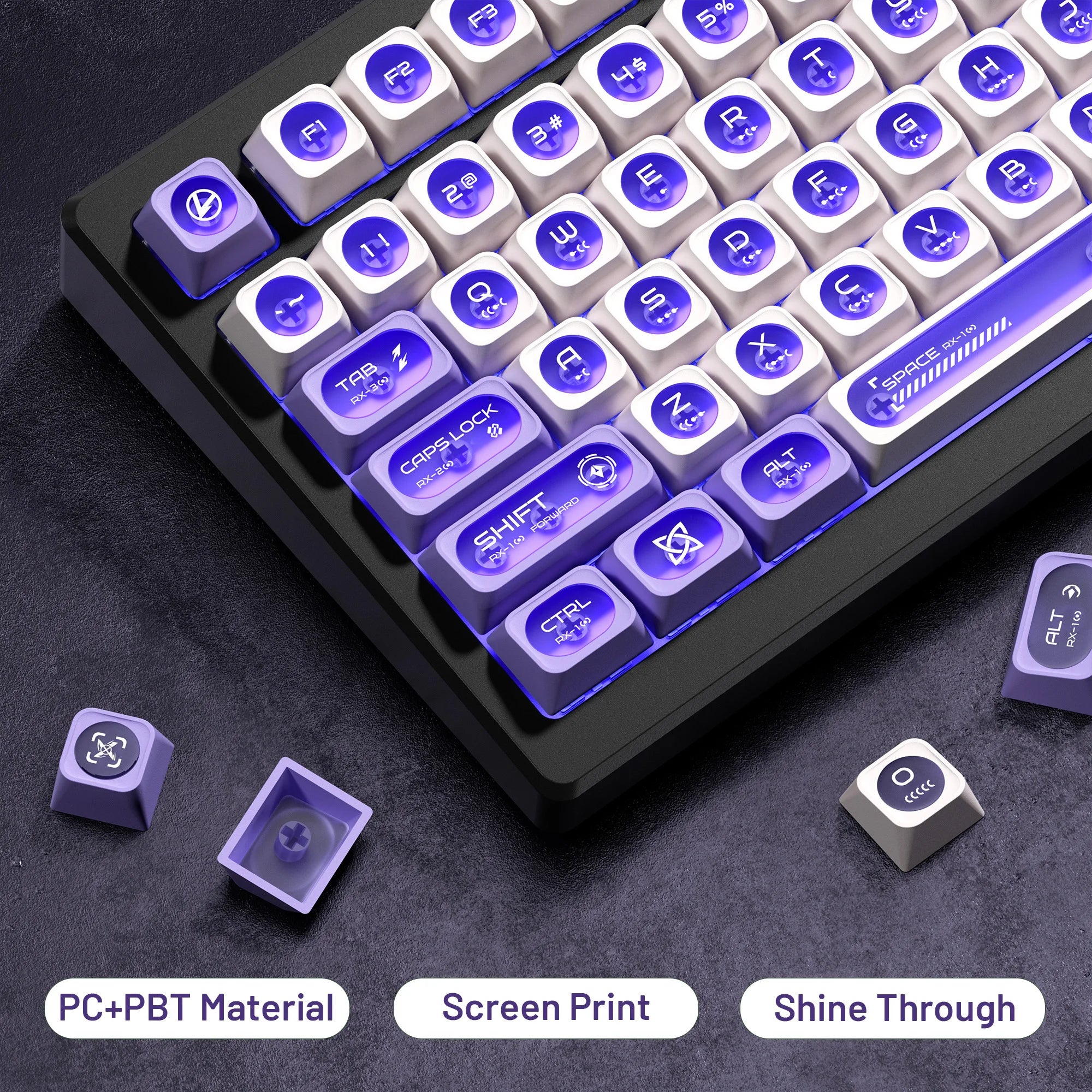 XVX White Shine Through Cats eye MAX Profile Dye-Sub PBT Keycap Set 136-Key