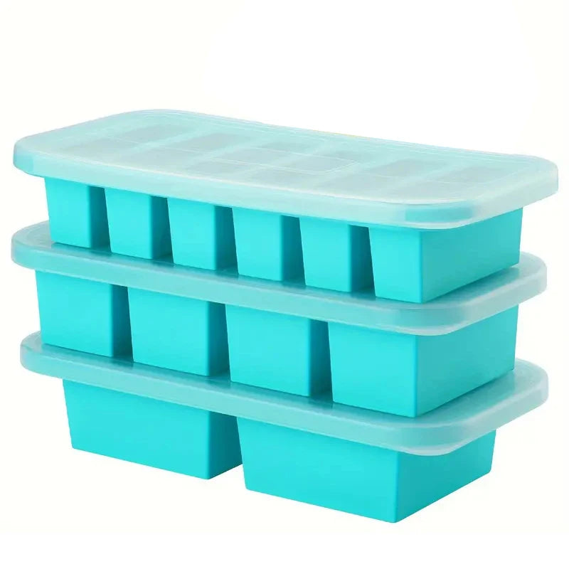 1PC 2/4/6Grid Silicone Freezer Mold with Lid Refrigerated Food Storage Box Food Box Ice Tray Mold Ice Box Fresh-keeping Box