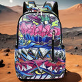 A Hip-Hop Street-Style Backpack with Spray-Painted Ground Motifs for Men, a New Trendy Lightweight Printed Backpack with a Checkered Pattern, Also a Fashionable Outdoor Commuter Bag, Large-Capacity Travel Bag, Multifunctional