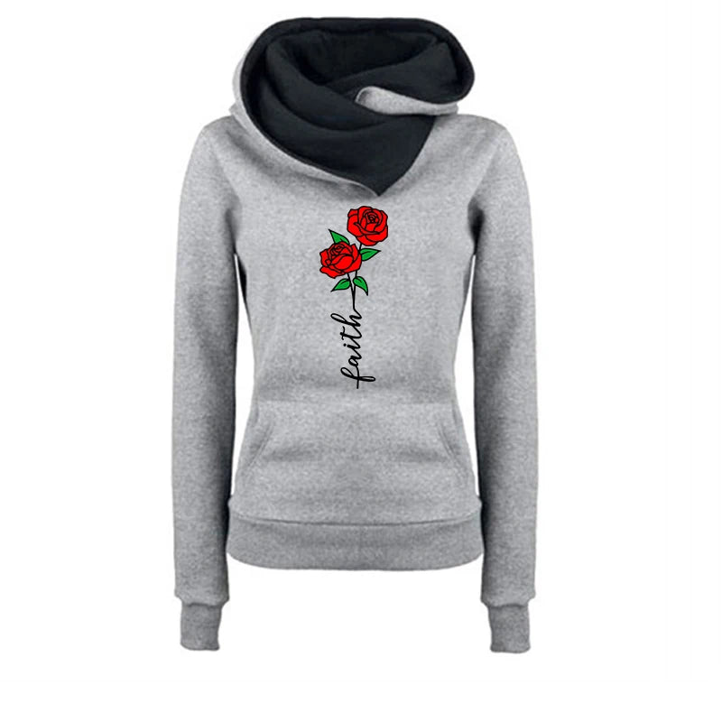 Beautiful flowers Printied Womens Hoodies Casual Versatile Sweatshirts  Jogging Fashion Pullovers Street Hot Sales Tops Clothing