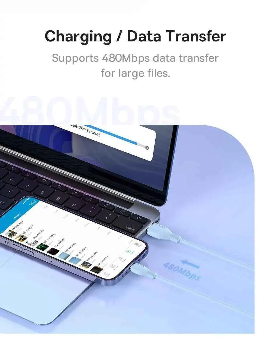 Baseus TPE 2.4A Fast Charging USB Cable for iPhone 14 13 Pro Max Xs Xr X 8 Plus Cable for iPhone iPad Air Mini 4 Charger Cable