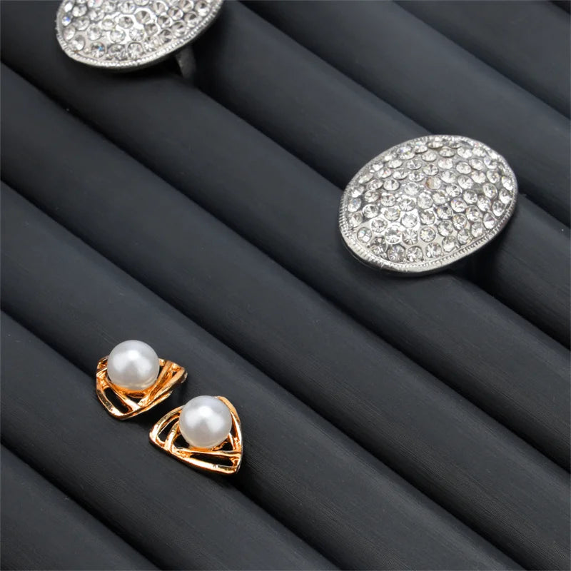 Stackable Leather Ring & Earring Tray - 25x20cm Black White Storage Box with Lid - Jewelry Organizer