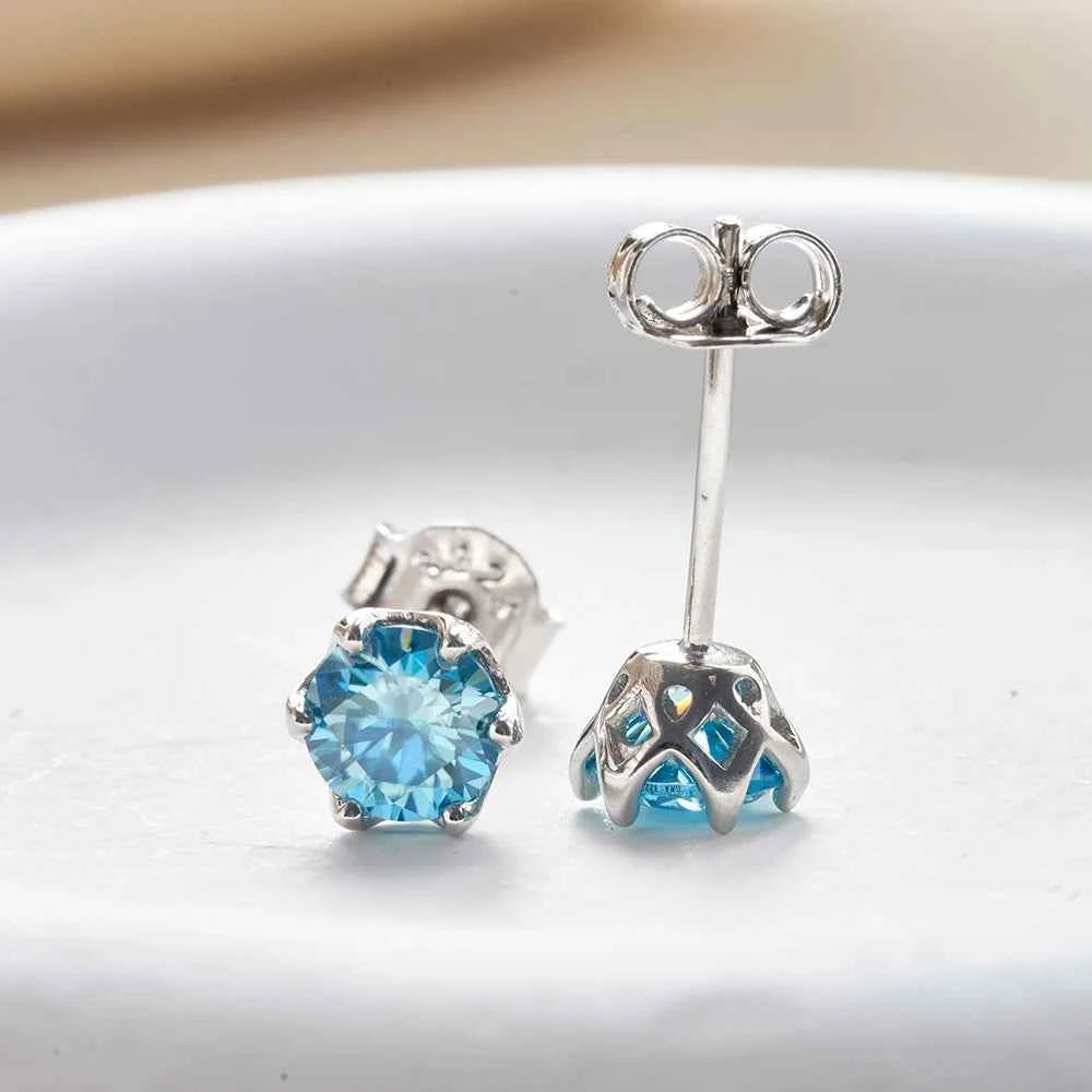 JoyceJelly 1/2/4CT VVS D Color Moissanite Russian Cut 8H8A Lab Diamond Stud Earrings For Women S925 Sterling Silver Fine Jewelry