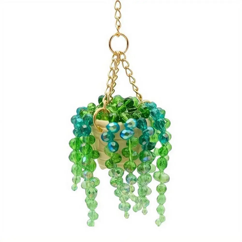 Basket Shaped Mirror Decor Stylish Car Interior Decoration Crystal Sun Plant Hanger Bohemian-Style Decor Enthusiast For Home