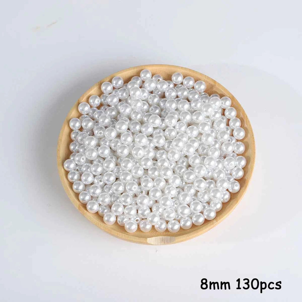 3-20mm 10-1000pcs straight hole ABS imitation pearl beige white bracelet with round beads for DIY craft jewelry making products