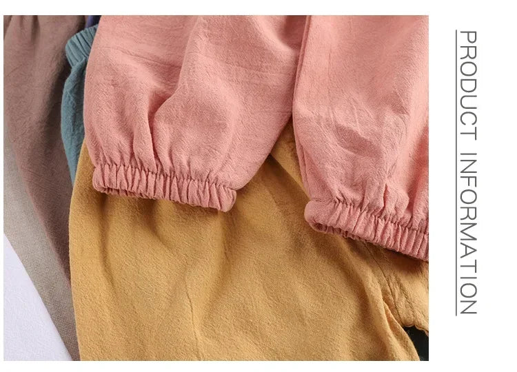 2024 New Children's Pants Summer Baby Boys and Girls Trousers Cotton and Linen Pants