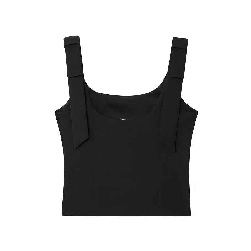 MUJER 2025 Bow Crop Top Woman Yellow Sexy Backless Top Women White Sleeveless Tops for Women Summer Camisole Bustier Top Female