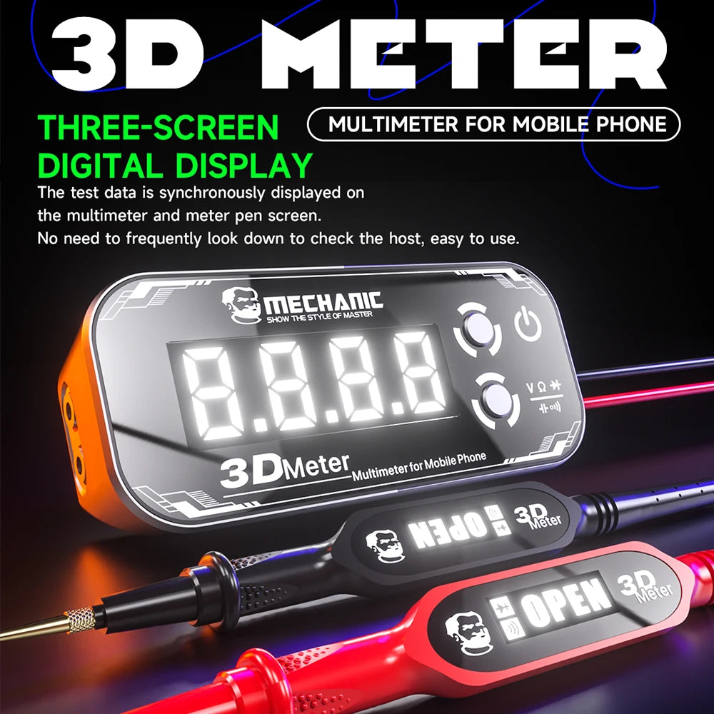 MECHANIC 3D METER Detective 3.0 Three-screen Digital Display Multimeter for Voltage Capacitance Resistance Measurement Tool