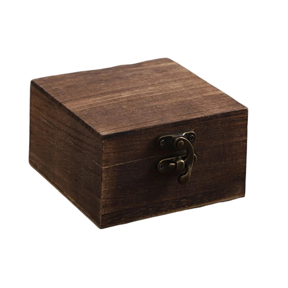 Square Wooden Storage Box With Lid Retro Flip-top Wooden Box Giving Box 10*10*6CM Jewelry Organizer Box For Home Decoration