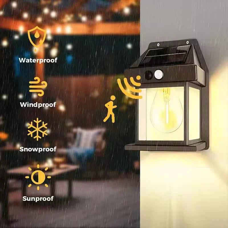 4pcs Vintage Solar Lights Outdoor Waterproof LED Motion Sensor Light Ambient Garden Accessories Wall Patio Garage Solar Light