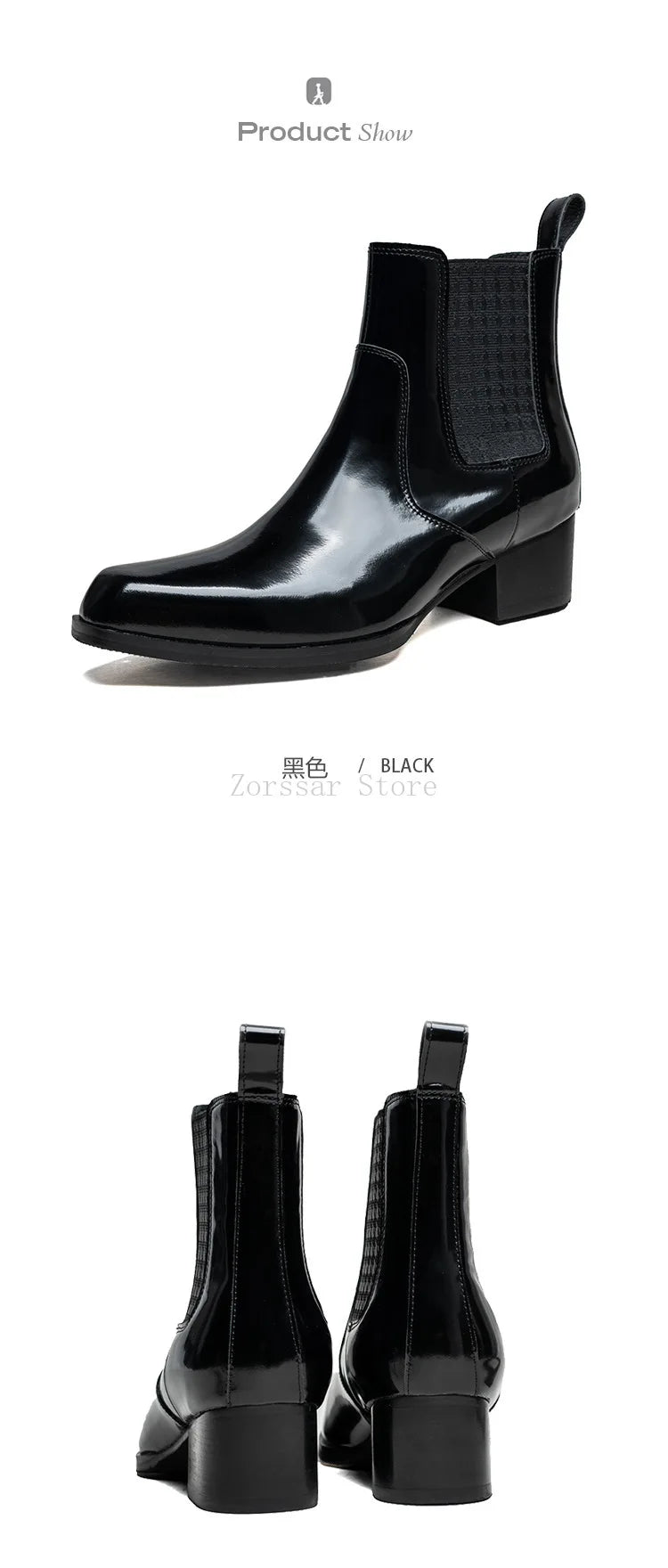 Autumn Winter New Mens 5 CM High Heels Warm Genuine Leather Ankle Boots Shoes Men Business Dress Work Boots Black Wedding Shoes