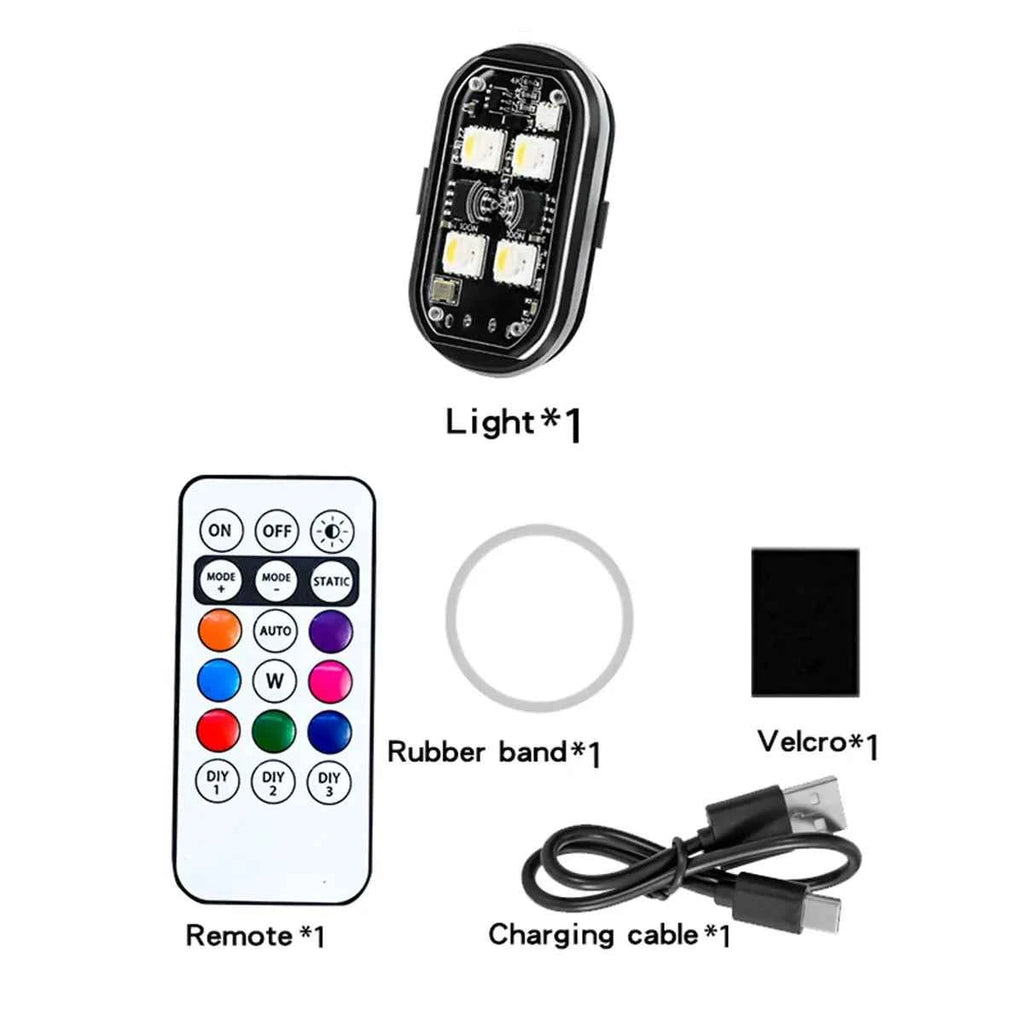 1/2/4pcs Wireless LED Strobe Lights Car Decor Atmosphere Light 8 Colors Rechargeable Led Lights Anti-Collision LED Warning Light