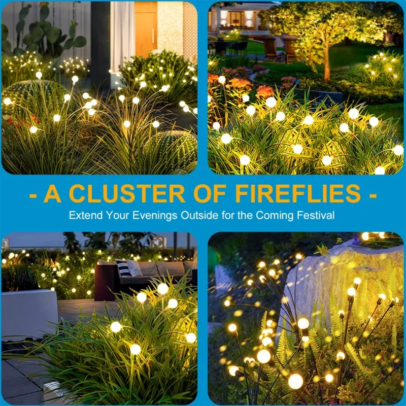 6/10 LED Solar Garden Lights Powered Firefly Lights Outdoor Garden Decoration Landscape Lights Firework Firefly Lawn Lamps