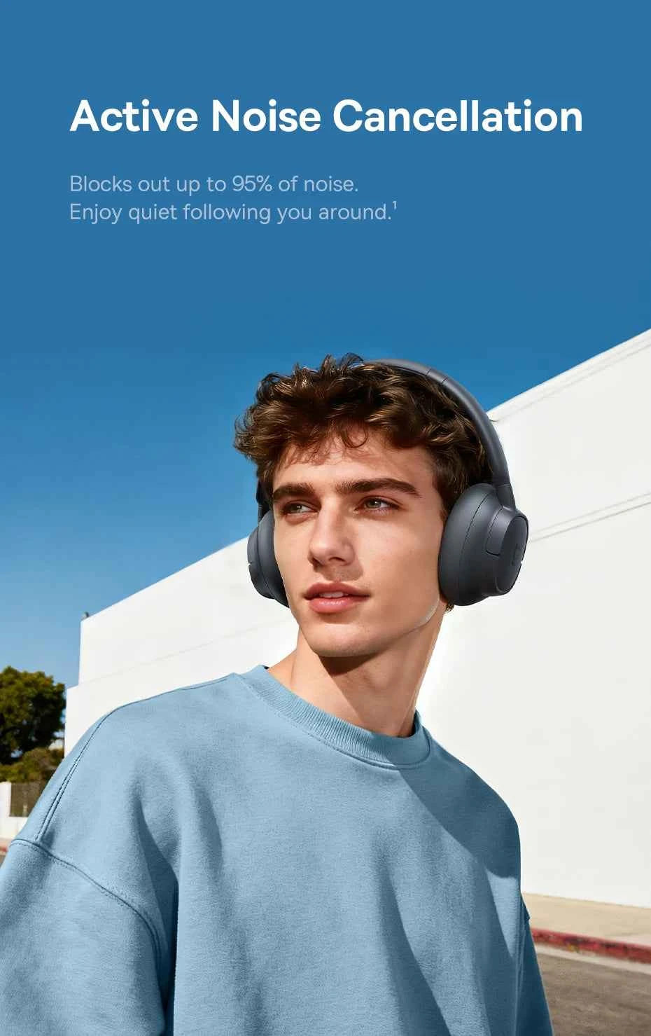 Baseus Bass EH10 NC Wireless Headphones Bluetooth 6.0 Noise Canceling 45dB Over Ear HeadsetSpatial Audio Earphone 80H Time