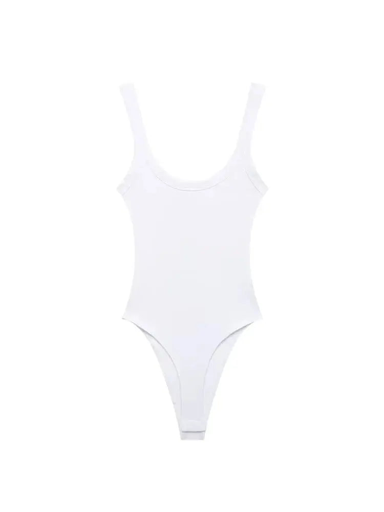 Skinny Ribbed Bodysuits for Women, O Neck, Straps, Snap-Button, Female Playsuits, Sexy Fashion