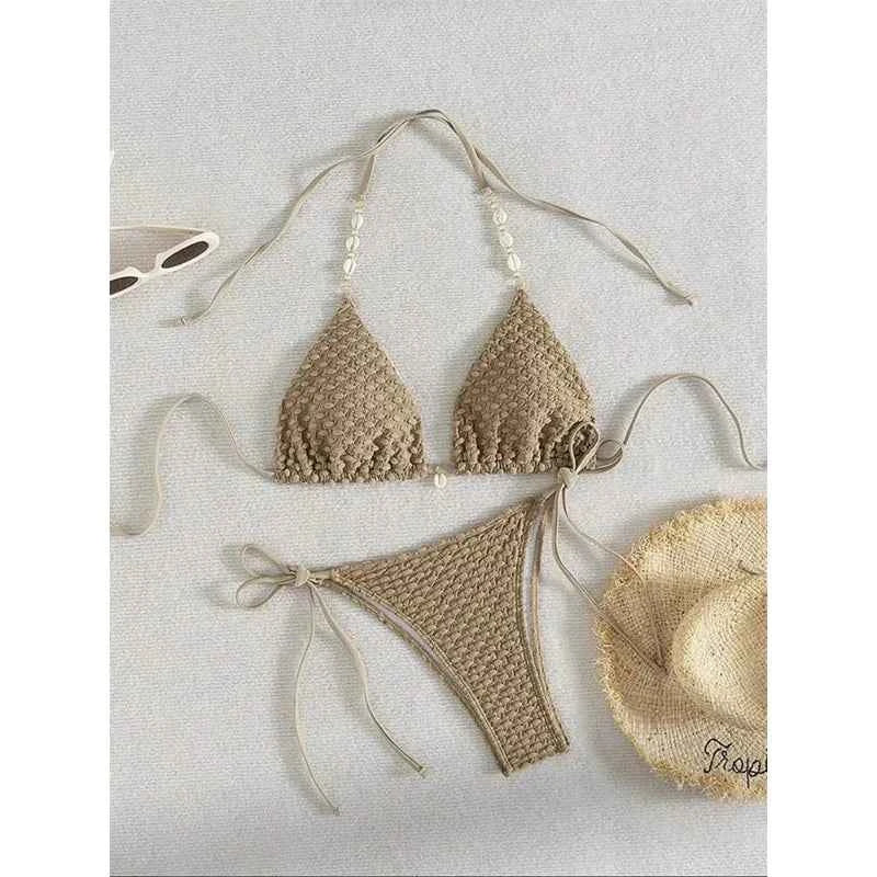 Circyy Sexy Bikini Set Women Swimsuit Two-Piece Swimwear Chic Decoration Halter Lace Up Backless Bathing 2026 Fashion Beachwear