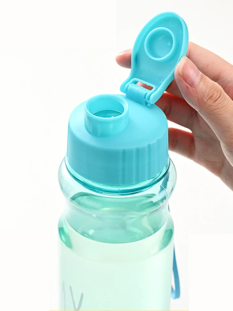 550ml Portable Plastic Water Bottle, Transparent Water Cup, Clamshell With Rope Design, Suitable For Fitness, Office, Outdoor