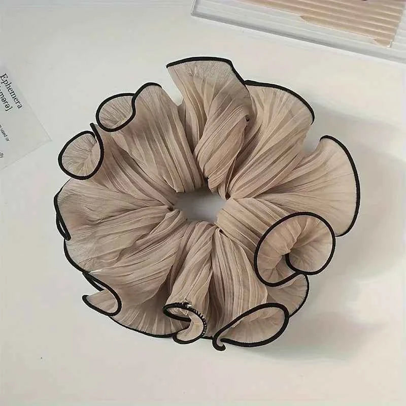 1/4Pcs New Korean Retro Folded Chiffon Oversize Scrunchies Women Sweet Temperament Fashion Exaggerated Hair Band Hair Accessorie