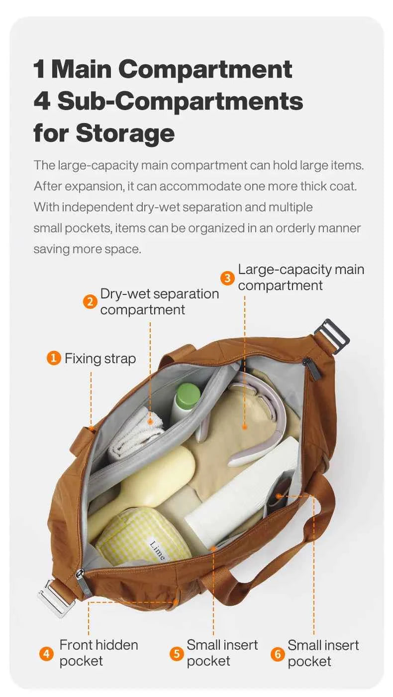 Mixi Travel Bags Women Large Size Capacity Sports Fitness Storage Bag Foldable Duffle Suit Bag For Shoulder Bag Handbag M3020