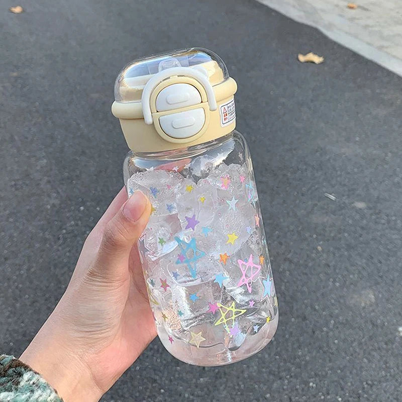 Cute Water Bottle With Straw Portable Plastic Cover Water Cup For Kid Kawaii Bottle Water Leak-Proof Cute Drinking Bottle
