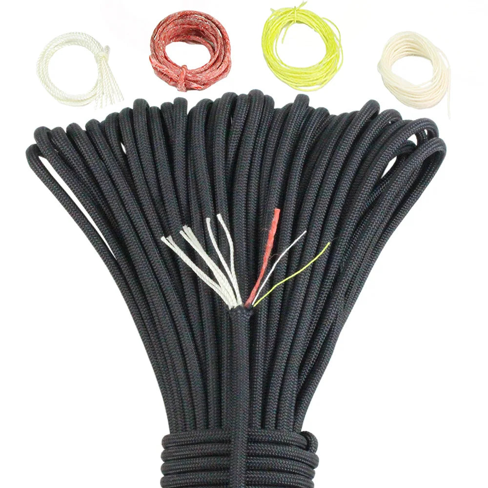 10 Strand Multifunctional Paracord 650 Military 4mm Parachute Camping Survival With Fishing Line Copper Wire