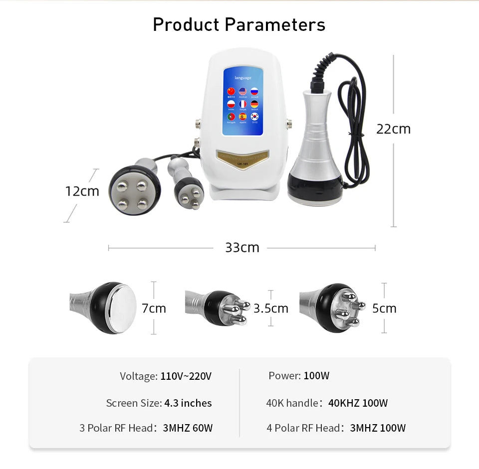 3IN1 40K Ultrasound Radiofrequency Beauty Device Massage for Shaping Tighten the Skin Burn Fat Anti-aging Whitening Beauty Tools