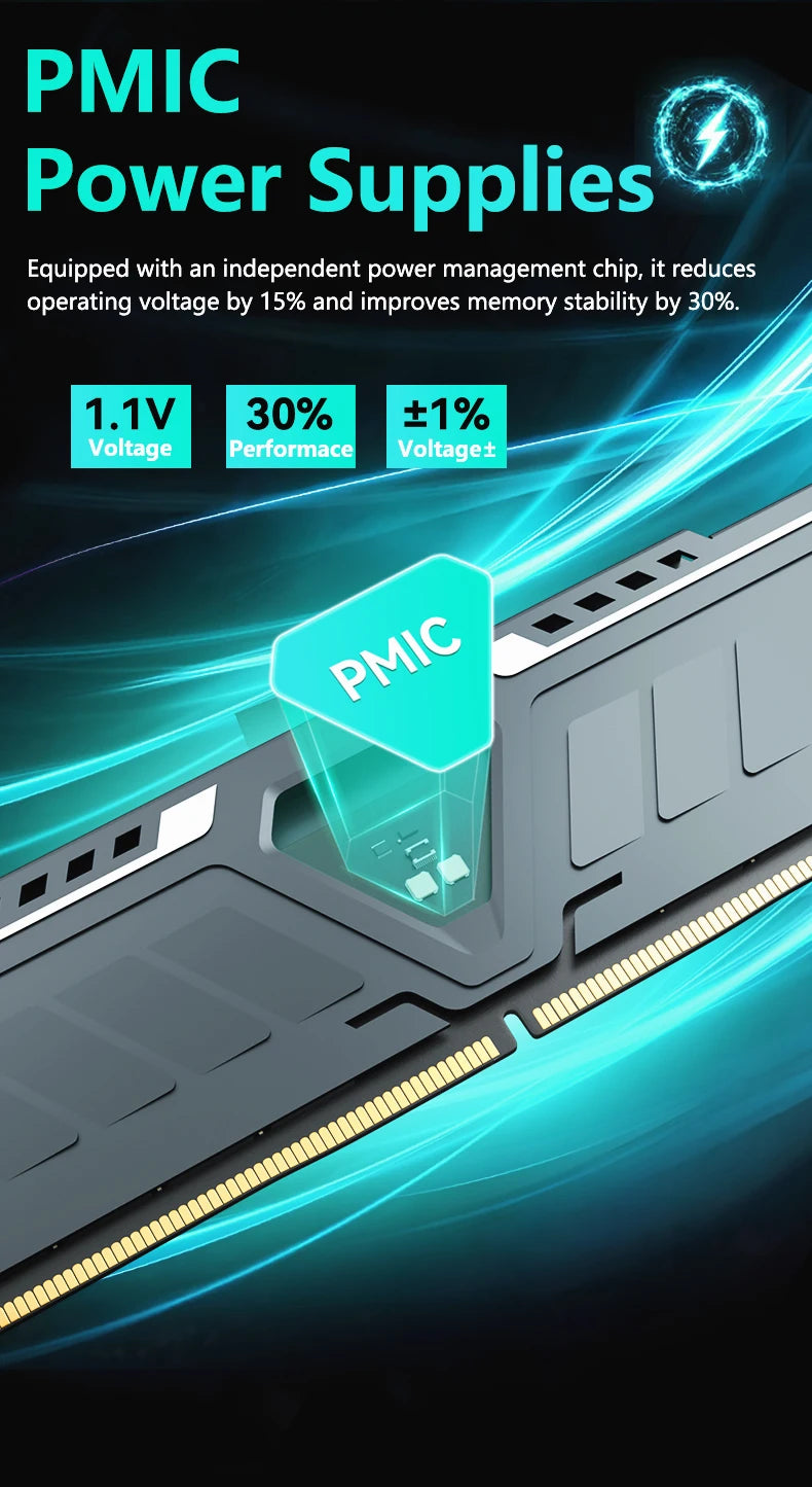GUDGA RAM DDR5 Memory 8GB/16GB/32GB 4800-6800MHz Memoria RAM UDIMM Desktop with Aluminum Heatsink for Diy Gaming Computer Memory