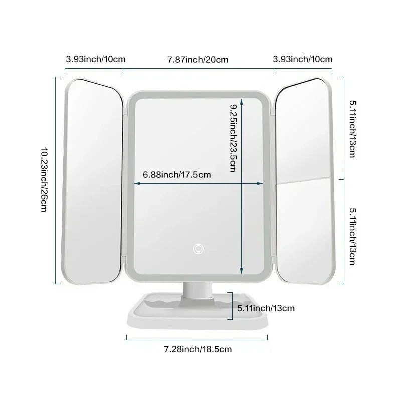Trifold Makeup Mirror LED Lights Dorm Dressing Mirror Beauty Light Up Your Fill Light With Smart Complementary Makeup Mirror Tri