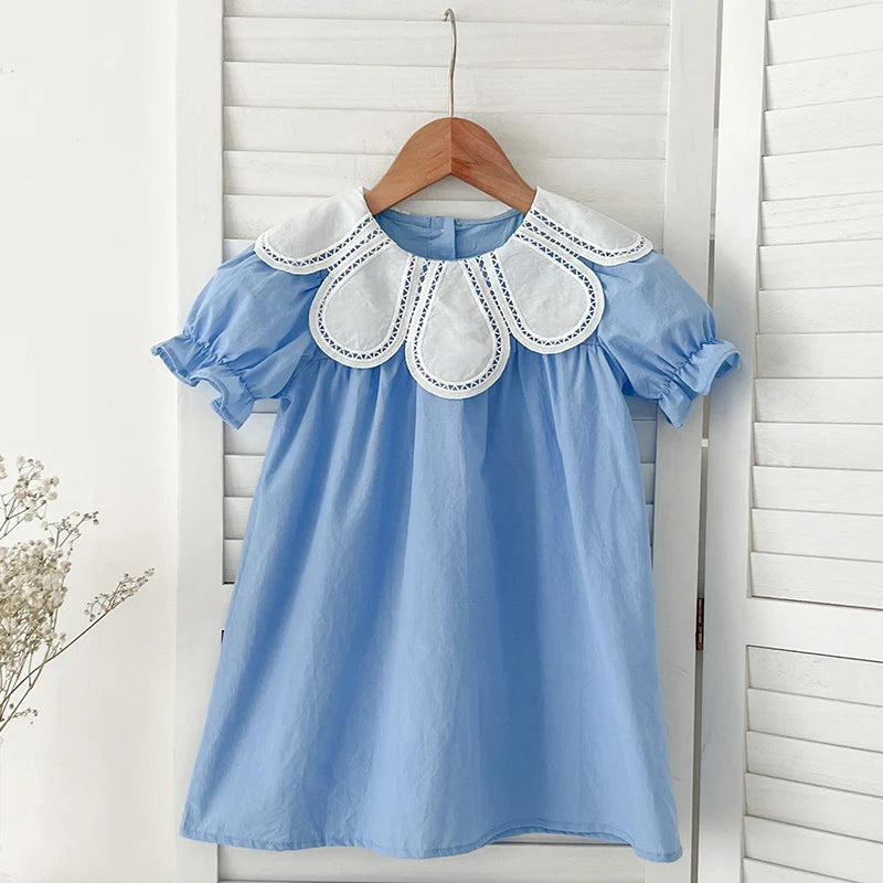 Baby Summer Dress 2-6Yrs Baby Girls Clothes Petal Collar Cotton New Toddler Girl Dresses Kids Girls Casual Soft Dress Princess