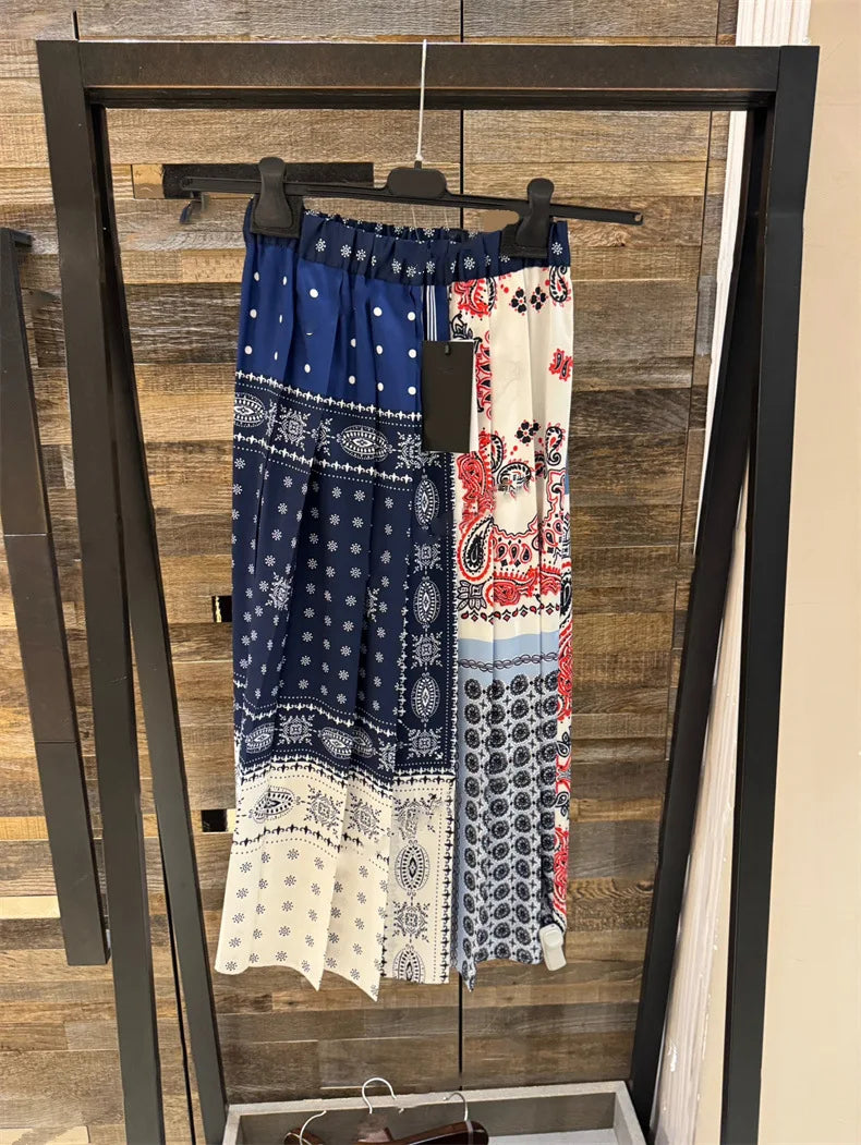 2025 Early Autumn New Design Limited Edition Color-Plaid Retro Print A-line Long Dress Loose Half-Length Skirt Women