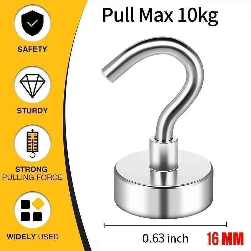 3/6Pcs Magnetic Hooks Heavy Duty, 25 LBS Strong Magnets with Metal Hooks for Refrigerator, Kitchen, Workplace