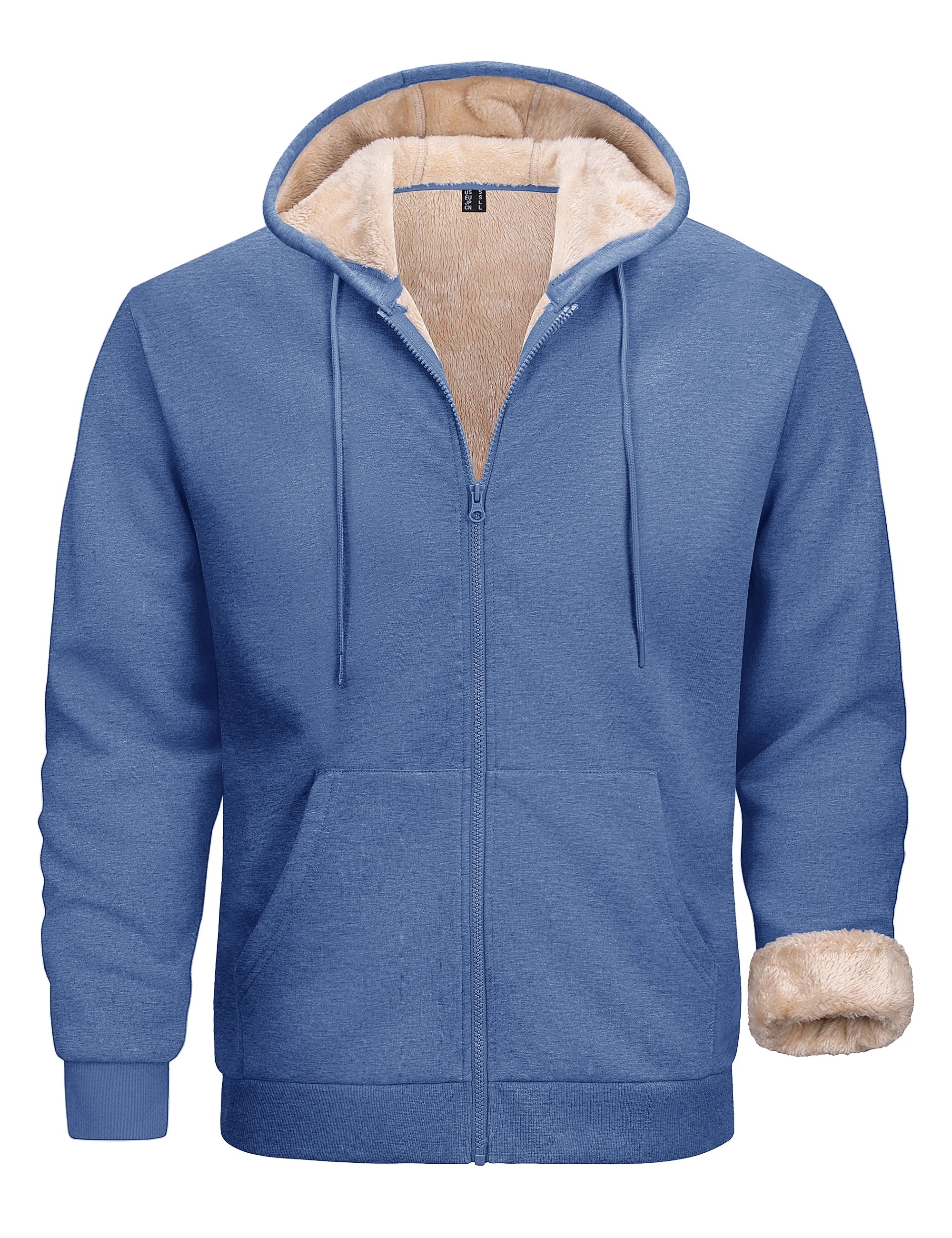 TACVASEN Men's Zip Up Hoodie Sherpa Lined Hooded Sweatshirt Winter Heavyweight Hoodies Warm Thick Fleece Jacket Casual Outwear