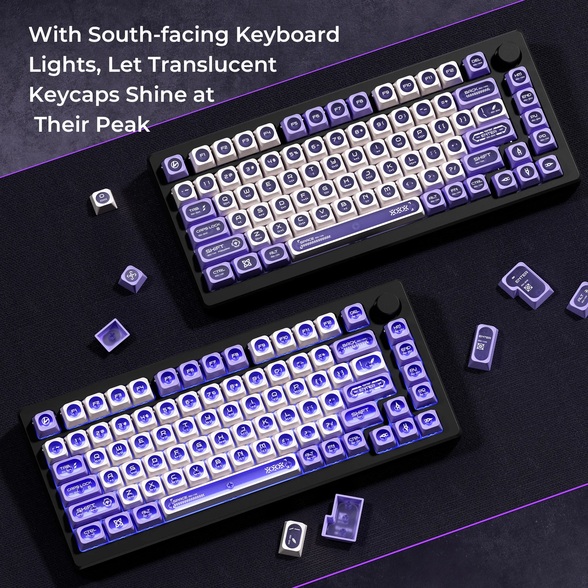 XVX White Shine Through Cats eye MAX Profile Dye-Sub PBT Keycap Set 136-Key