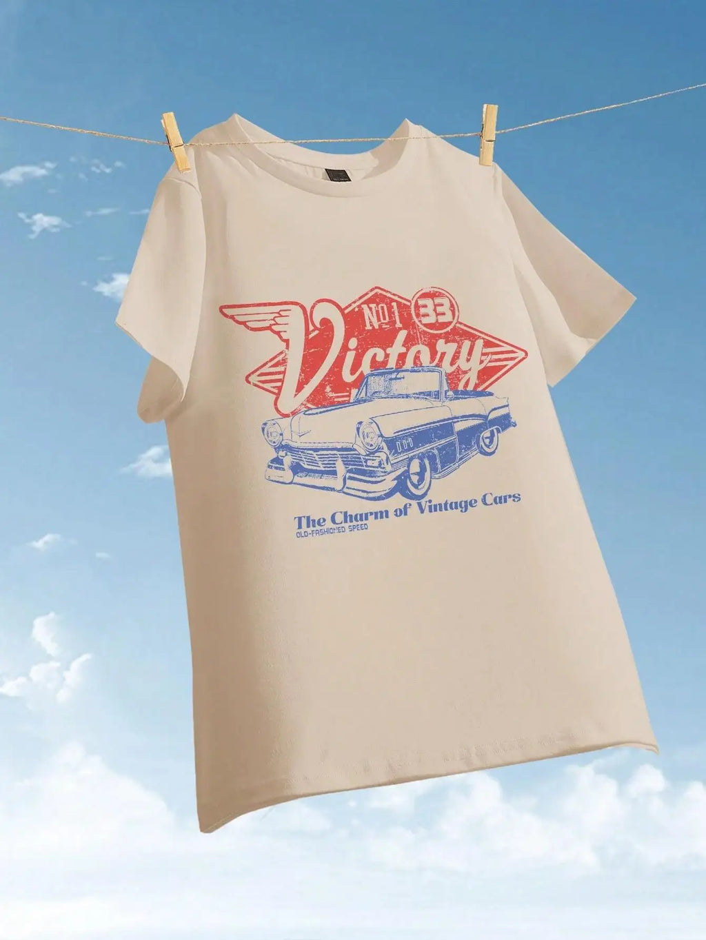 Women Cotton T-shirts The Charm Of Vintage Cars Victory Printing Short Sleeve O-Neck Loose Tops Summer Street Female Clothes