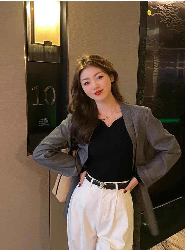 2026 Basic V-neck Chic  Autumn Winter Pullover Women Female Knitted Ribbed Sweater Slim Long Sleeve Badycon High Quality Sweater