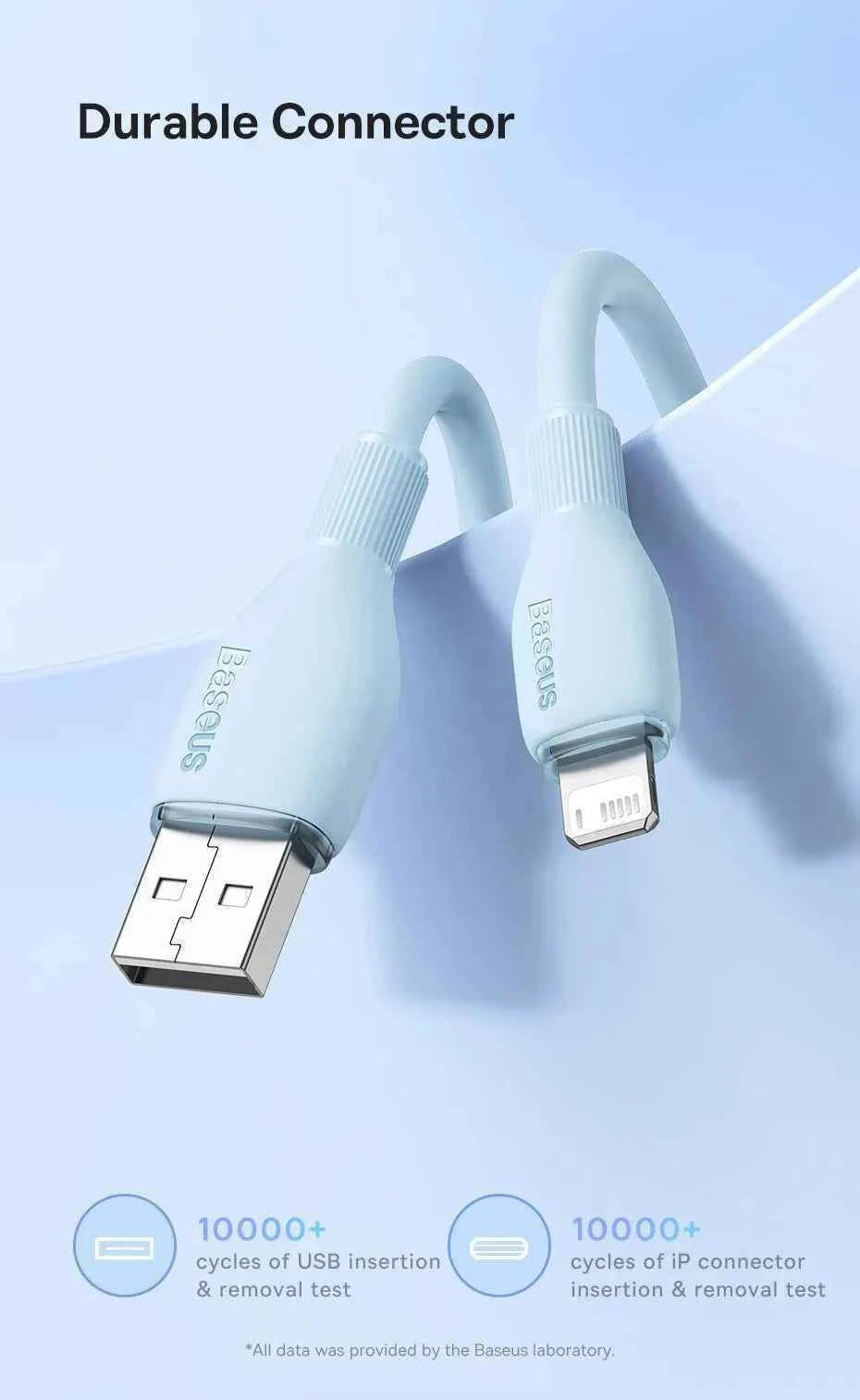 Baseus TPE 2.4A Fast Charging USB Cable for iPhone 14 13 Pro Max Xs Xr X 8 Plus Cable for iPhone iPad Air Mini 4 Charger Cable