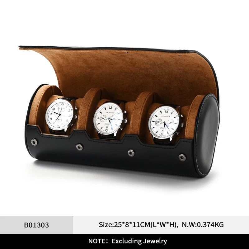 WoodTen Portable Jewelry Box Jewelry Organizer Roll 1 2 3 slot Watch Storage Box With Pillow Wristwatch Bag Gift Box Watch Case