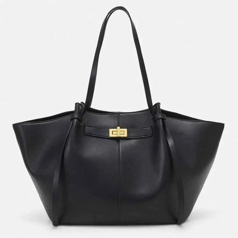 Fashion Large Capacity Trapeze Bag Designer Chic Lock Women Shoulder Bags Luxury Pu Leather Handbags Trend Underarm Bag 2025