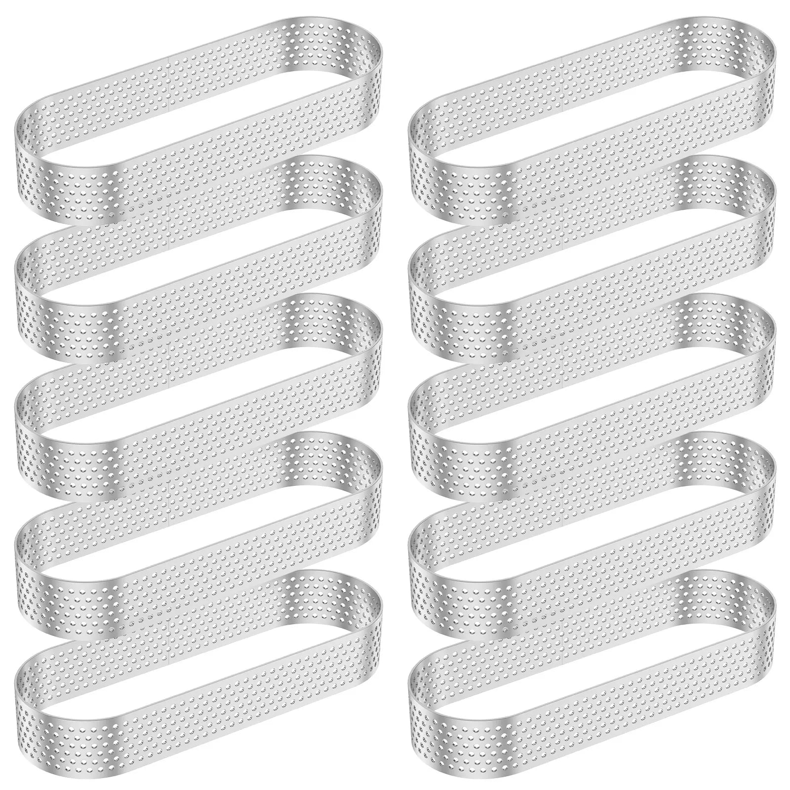 12Pcs Oval Muffin Tart Rings Stainless Steel Porous Tart Ring Perforated Cake Mousse Mold Cookies Cutter Pastry Quiche Mold Tool