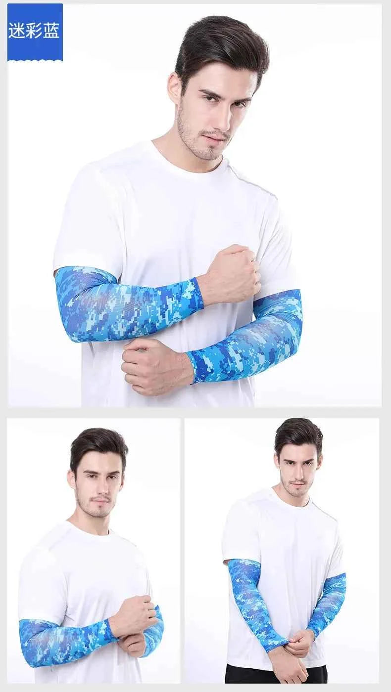 2Pcs Unisex Cooling Arm Sleeves Cover Sports Running UV Sun Protection Outdoor Men Fishing Cycling Sleeves for Hide Tattoos