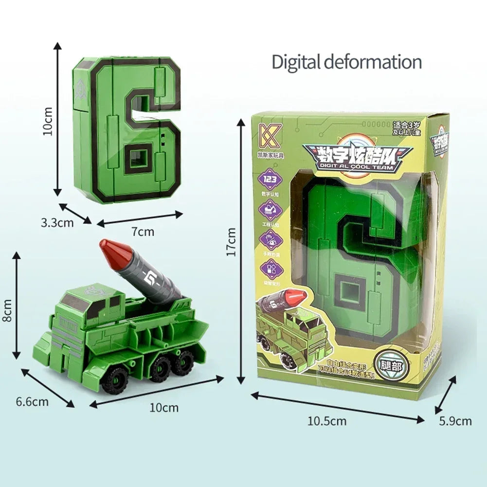 Kids Educational Deformation Toys: Digital Number Bots & Tank Warrior Transformation Robots