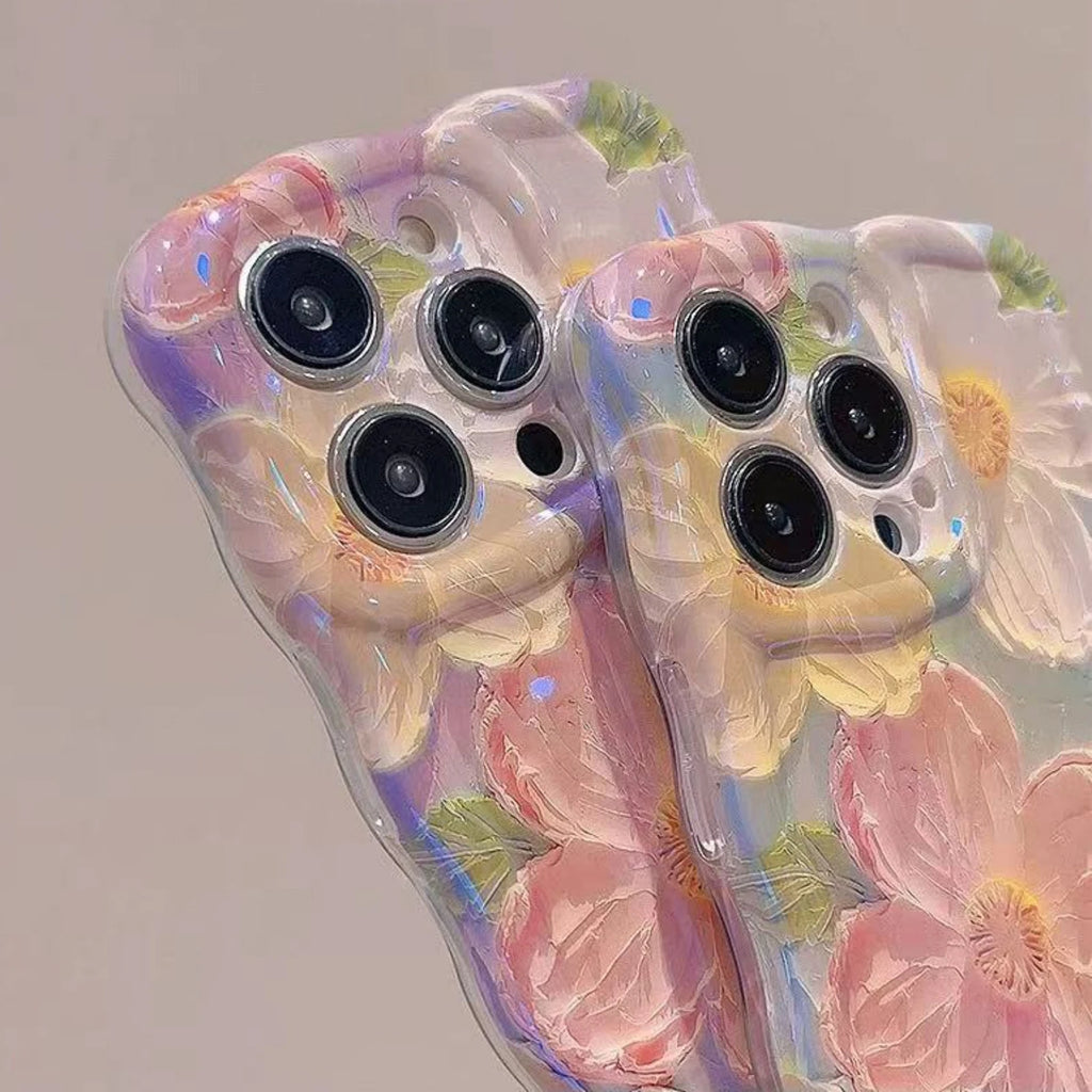 Blue Light Long-lasting Non-fading Anti-fingerprint Flower Phone Case for iPhone 17 16 15 14 13 12 11 Pro Max + Plus Back Cover