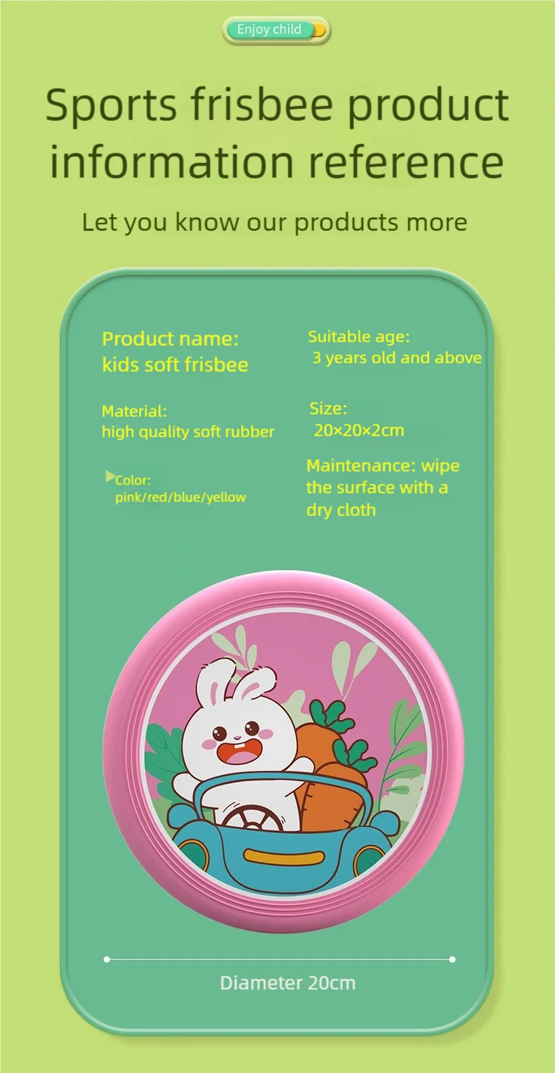 Kids Soft Rubber Frisbee Cartoon Flying Disc Safe Outdoor Sport Toy Parent-Child Game for Boys Girls Beach Backyard Family Play