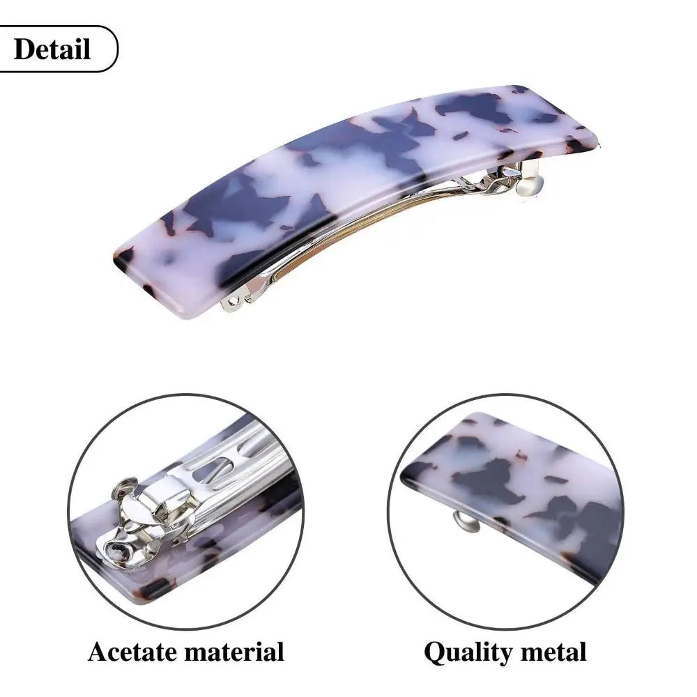 Acetate Acrylic French Hair Barrettes Automatic Curved Rectangle Styling Resin Spring Hairpin Hair Accessories