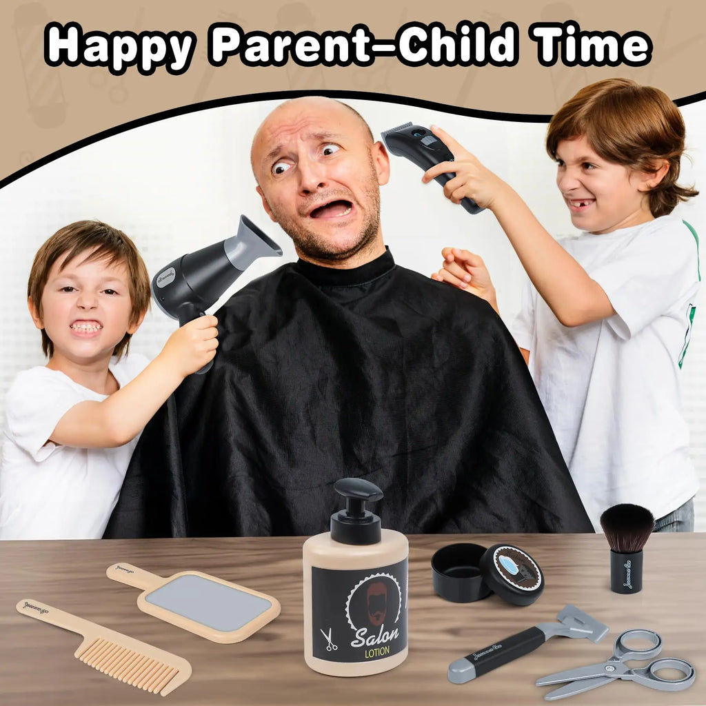 Kids Pretend Play Toys Simulation Hair Styling Salon Shaving Set Fashion Makeup Set Toy for Birthday Party Dress Up Game Gift